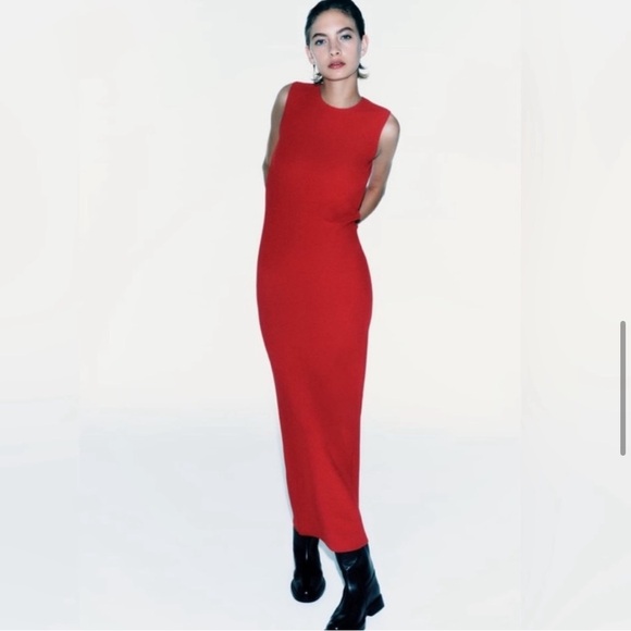ZARA Sheath Red Dress ZW Collection Size Small - Picture 3 of 8